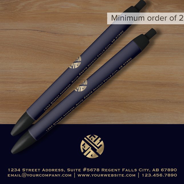 Custom Navy Blue Gold Pen mit Logo Kugelschreiber (Von Creator hochgeladen)