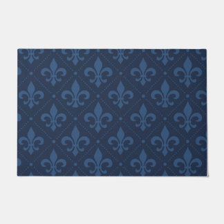 Custom Navy Blue Lilie Outdoor Doormat Fußmatte