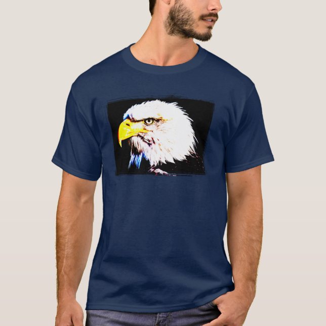 Custom Navy Blue Modern Elegante Adler Head T-Shirt (Vorderseite)