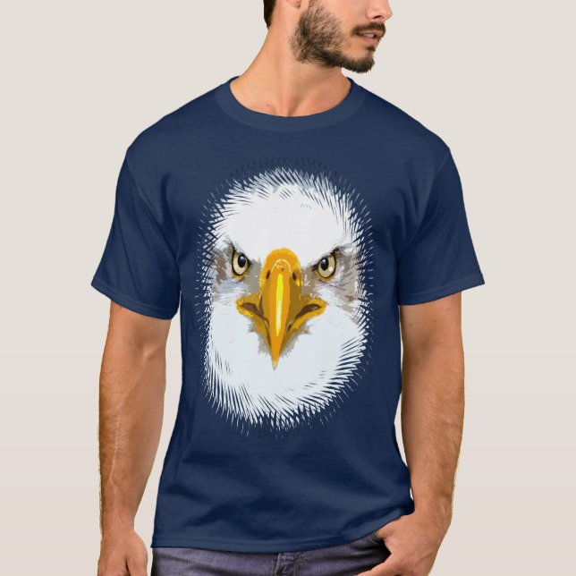 Custom Navy Blue Modern Elegante Adler Head T-Shirt (Vorderseite)