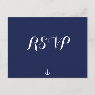 Custom Navy Blue Nautical Wedding RSVP Postkarten