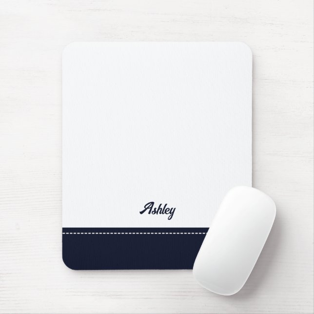 Custom navy blue white personalized preppy stylish mousepad (Mit Mouse)