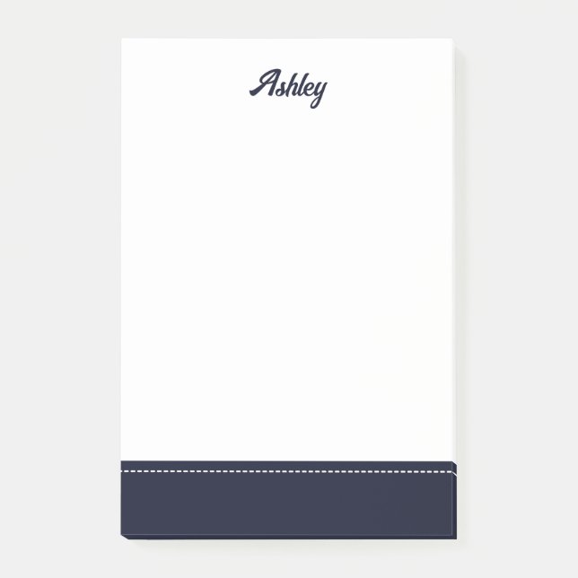 Custom navy blue white personalized preppy stylish post-it klebezettel (Vorderseite)