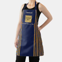 Custom Navy & Gold Strip Schürze