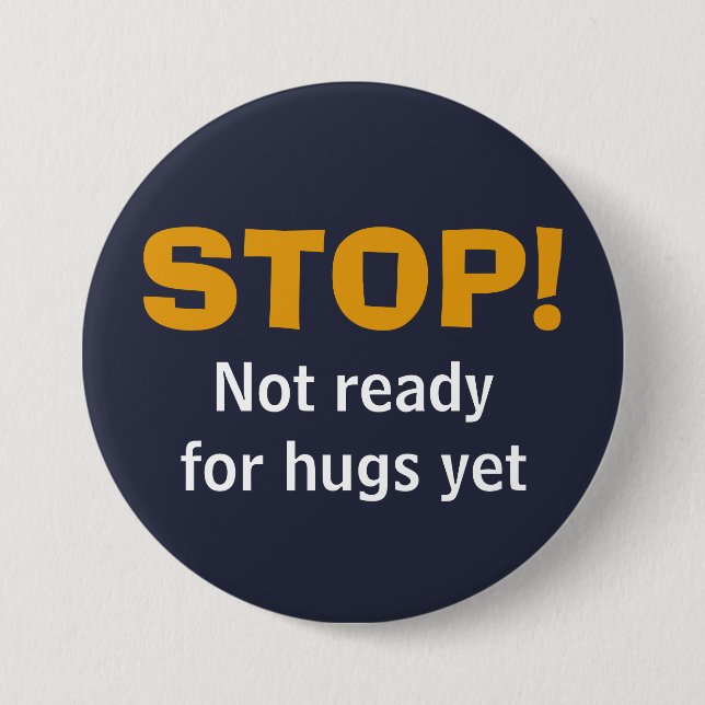 Custom Navy STOP No Hugs Button (Vorderseite)