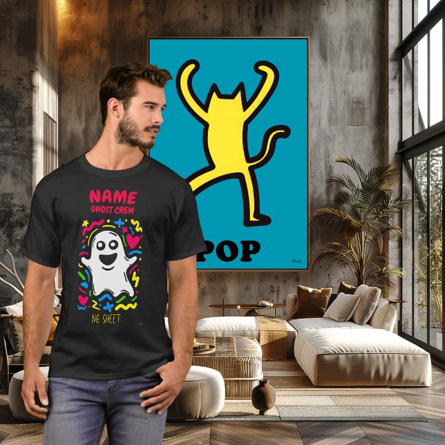Custom Neon Ghost Pop Art No Sheet Funny Halloween T-Shirt (Von Creator hochgeladen)