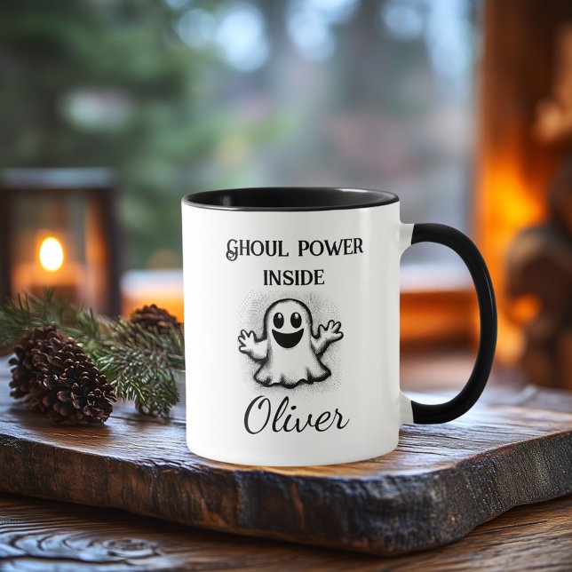 Custom Neon Halloween - Klassisches Black Gost Des Tasse (Von Creator hochgeladen)