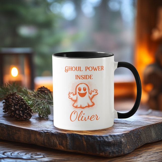 Custom Neon Halloween Tasse - Orange Ghost Design (Von Creator hochgeladen)
