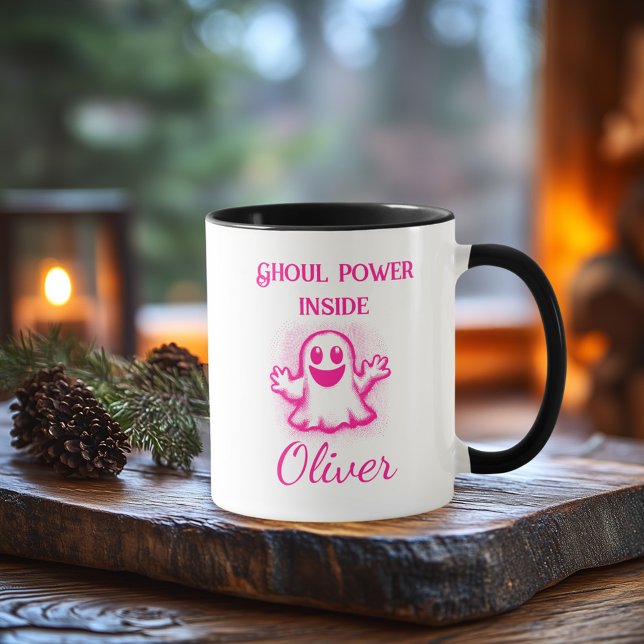 Custom Neon Halloween Tasse - Pink Ghost Design (Von Creator hochgeladen)