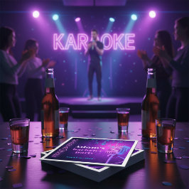 Custom Neon Karaoke Night Bachelor Party Serviette