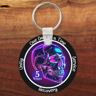 Custom Neon Skull 12-Stufen Meilenstein Geschenk Schlüsselanhänger