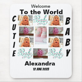 Custom New Baby 11 Foto Collage Mousepad