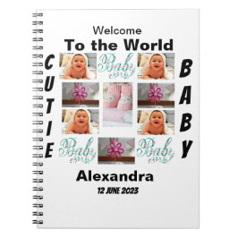 Custom New Baby 11 Foto Collage Notizblock