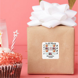Custom New Baby 11 Foto Collage Square Sticker