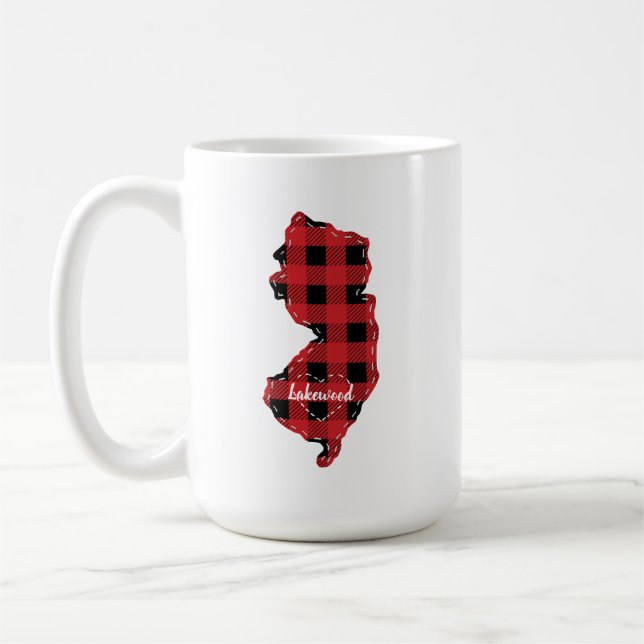 Custom New Jersey Staat Heimat Kariert Weihnachten Kaffeetasse (Links)
