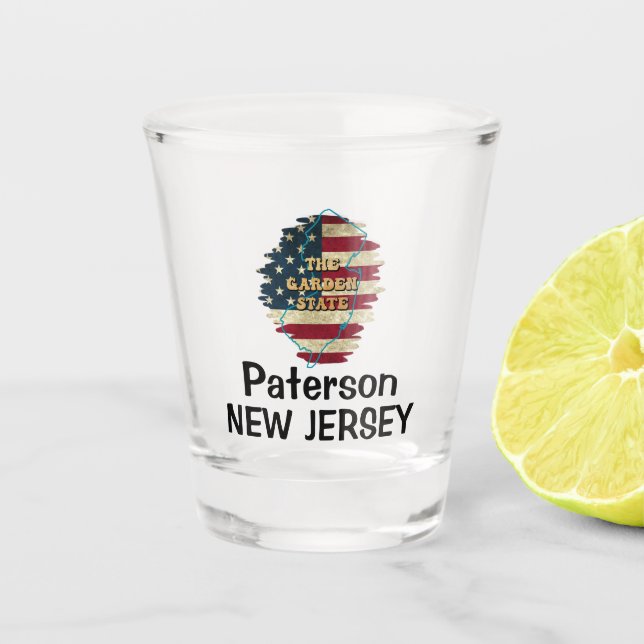 Custom New Jersey Staat Shot Glass Schnapsglas (Vorderseite)