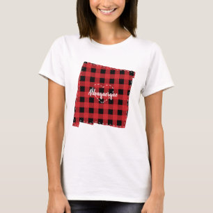 Custom New Mexico Heimat Staat Kariert Weihnachten T-Shirt