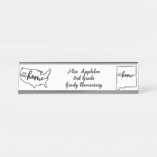 Custom New Mexico Staaten US Zuhause Line Art Schreibtischnamensplakette
