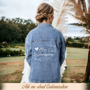 Custom New Mrs Bride Wedding Modern Script Jeansjacke