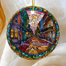 Custom New Orleans Bourbon Street datiert Keramik Ornament