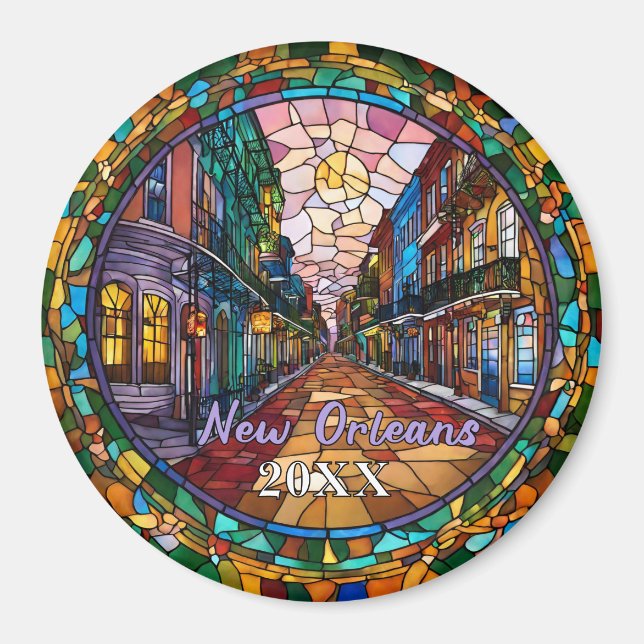 Custom New Orleans Bourbon Street datiert Magnet (Vorne)