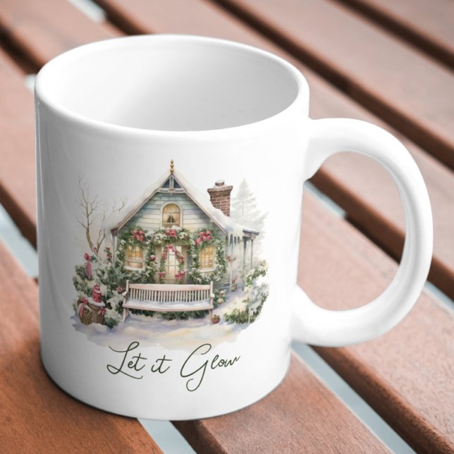 Custom New Year Winter Szene Schnee Grün Weihnacht Kaffeetasse (Von Creator hochgeladen)