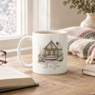 Custom New Year Winter Szene Schnee Grün Weihnacht Kaffeetasse