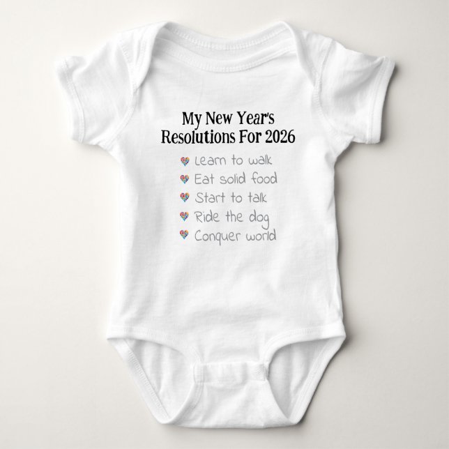Custom New Year's Resolutions, Unisex, Funny    Baby Strampler (Vorderseite)
