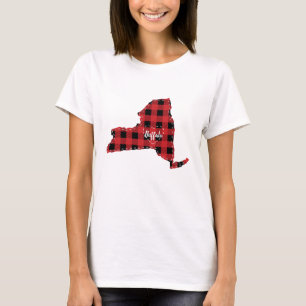 Custom New York Staat Heimat Kariert Weihnachten T-Shirt