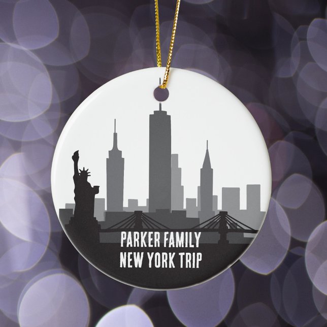 Custom New York Trip Skyline Family Foto Keramik Ornament (Von Creator hochgeladen)