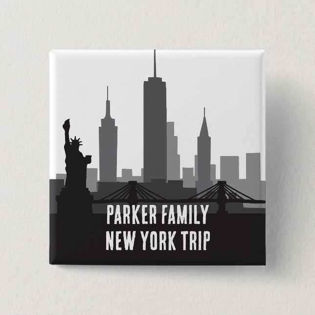 Custom New York Trip Skyline Statue of Liberty Button (Vorderseite)