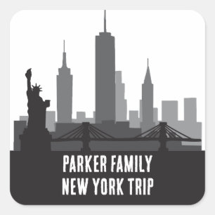 Custom New York Trip Skyline Statue of Liberty Quadratischer Aufkleber