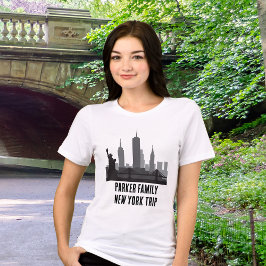 Custom New York Trip Skyline Statue of Liberty Tri-Blend Shirt
