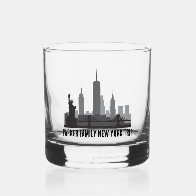 Custom New York Trip Skyline Statue of Liberty Whiskyglas (Vorderseite)