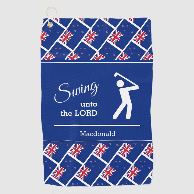 Custom NEW ZEALAND Christliche Swing To Lord Golfhandtuch (Vorderseite)