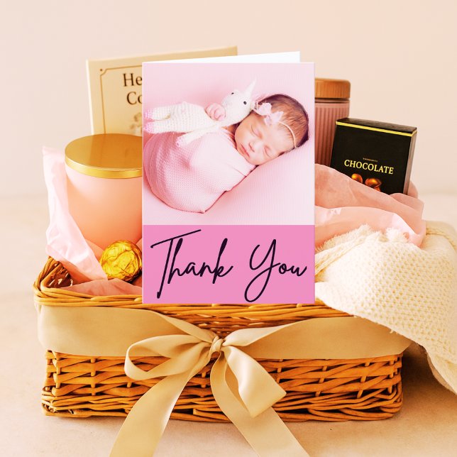 Custom Newborn Foto Midfrau Pink Dankesgeschenk Dankeskarte (Von Creator hochgeladen)