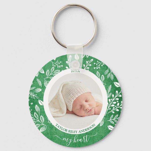 Custom Newborn Foto Schlüsselanhänger (Vorderseite)