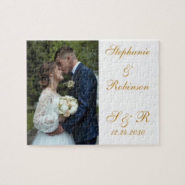 Custom Newlywed Foto Monogram Wedding Gift (Horizontal)