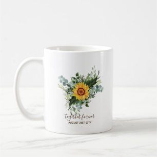 Custom Newlywings Rustic Sunflowers Eucalyptus Lea Kaffeetasse