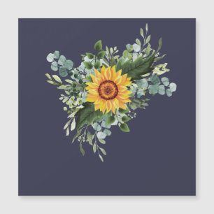 Custom Newlywings Rustic Sunflowers Eucalyptus Lea Magnetkarte