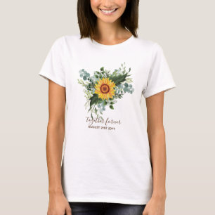 Custom Newlywings Rustic Sunflowers Eucalyptus Lea T-Shirt