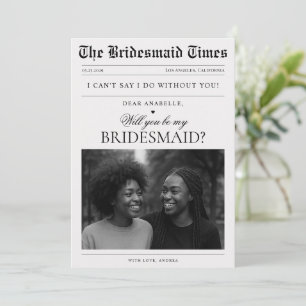 Custom Newspaper Foto Einzigartige Bridesmaid Vors Einladung