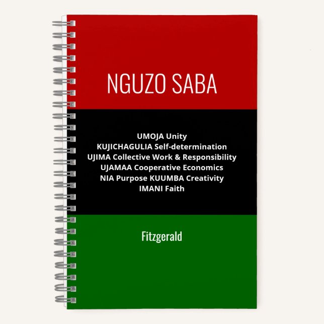 Custom NGUZO SABA 7 Principles Kwanzaa Journal Notizbuch (Vorderseite)