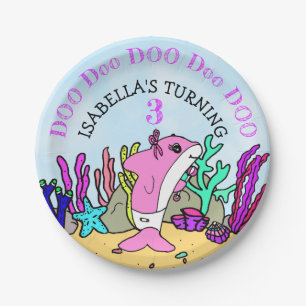 Custom Niedlich Baby Shark Birthday Party Pappteller
