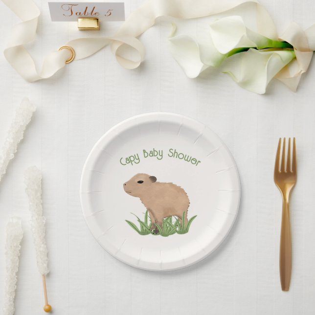 Custom Niedlich Capybara Pun Capy Baby Dusche Pappteller (Hochzeit)