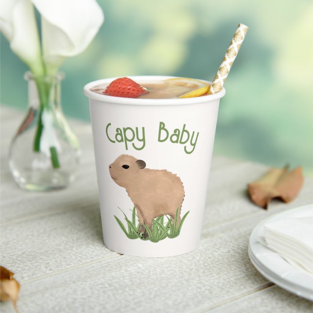 Custom Niedlich Capybara Pun Capy Baby Illustratio Pappbecher (In Situ)