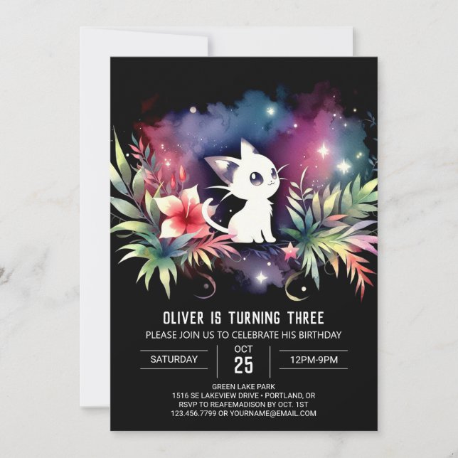 Custom Niedlich Cat Geburtstag Einladung (Vorderseite)