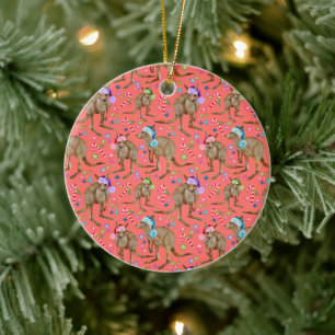 Custom Niedlich Christmas Kangaroo Rosa Keramik Or Keramik Ornament
