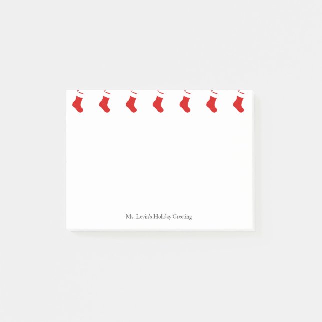 Custom Niedlich Classic Red Strumpf Weihnachtsfeie Post-it Klebezettel (Vorderseite)