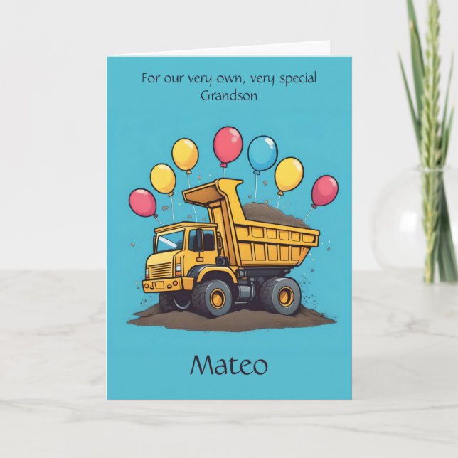 Custom Niedlich Dump Truck Grandson Birthday Gedic Ankündigung (Vorderseite)